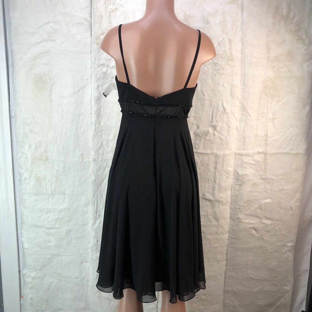 Summer dress Donna Morgan Womens Dress Size 8 Black Midi Slip V Neck Zip Back - Picture 1 of 13